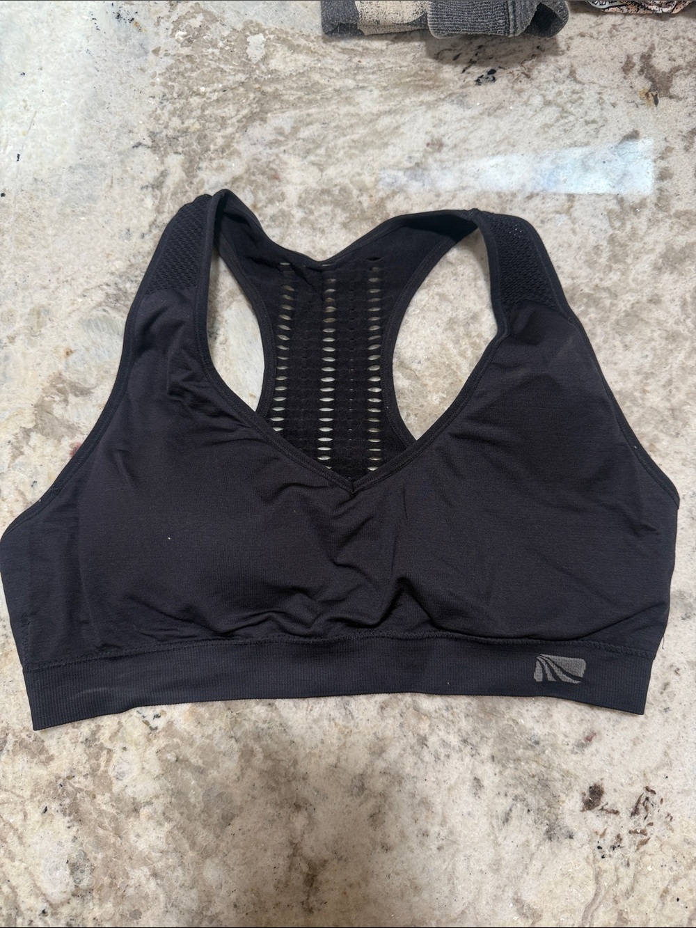 Marika Black Racerback Sports Bra with Vent Mesh Back